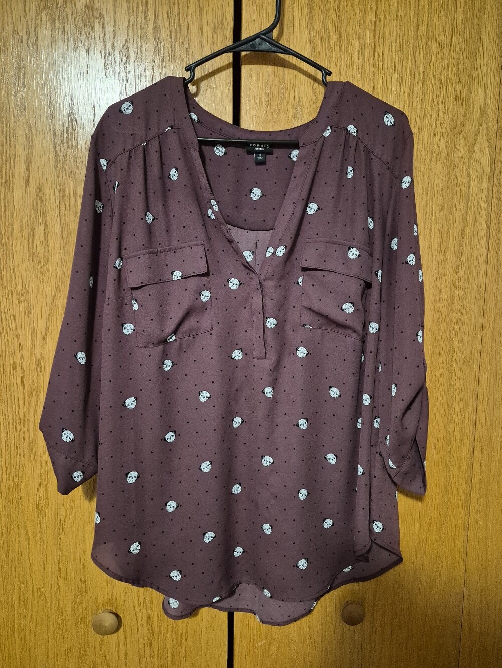 Torrid Harper Plum Pug Dot Pullover Blouse - Plus Size 2 / 2X